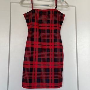 Red and black checkered dress